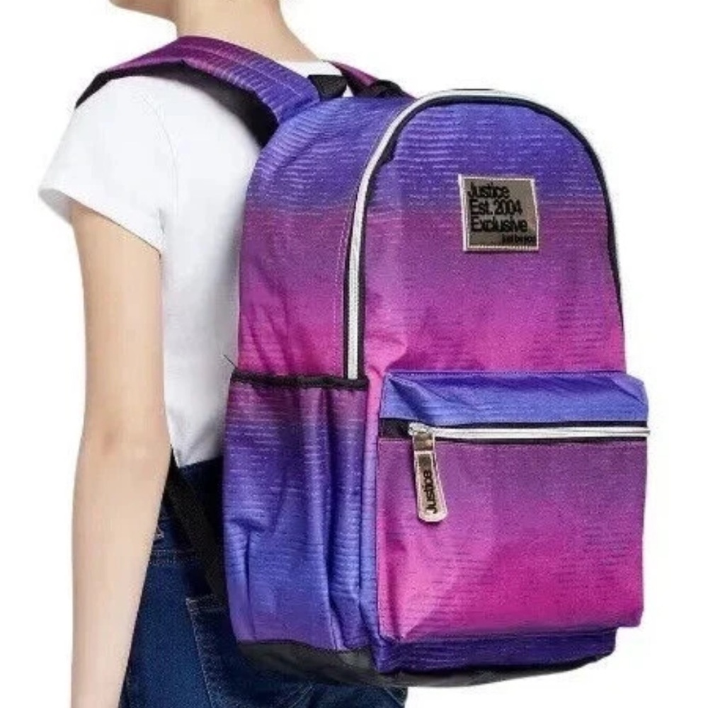 Justice Vibrant Purple and Pink Backpack